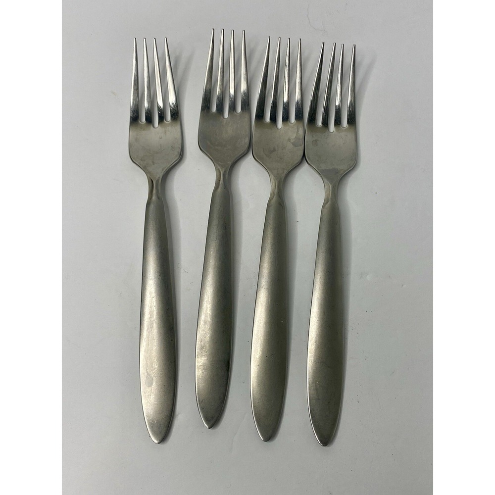 Oneida USA EMERY Frost Handle Glossy Stainless DINNER FORK Replacements Lot 4 #3